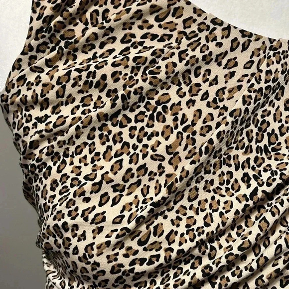 Betsey Johnson Animal Print Ruched Sleeveless Sheath Dress - Picture 14 of 15